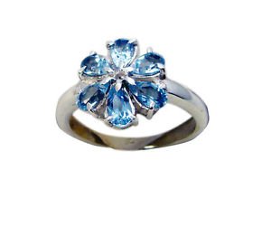 well-formed Blue Topaz Silver Blue Ring jewelry L-1in US 5,6,7,8