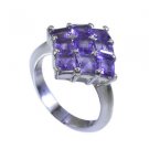 studly Amethyst Silver Purple Ring jewelry L-1in US 5,6,7,8