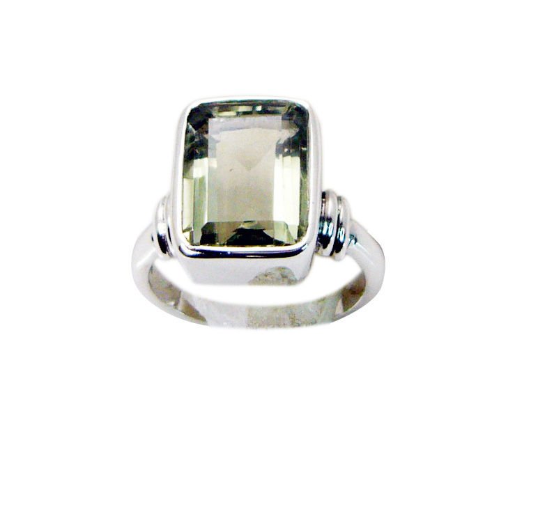 picturesque Green Amethyst Silver Green Ring handmade  L-1in US 5,6,7,8