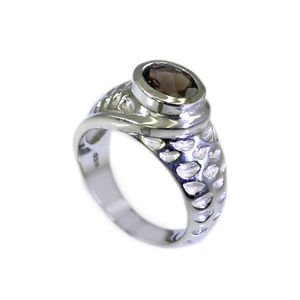 attractive Smoky Quartz Silver Brown Ring wholesales L-1in US 5,6,7,8