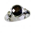 angelic Smoky Quartz Silver Brown Ring handmade  L-1in US 5,6,7,8