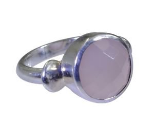 refined Rose Quartz 925 Sterling Silver Pink Ring exporter L-1in US 5,6,7,8