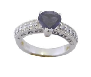 graceful Iolite 925 Sterling Silver Blue Ring jewellery L-1in US 5,6,7,8