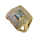 arresting White CZ Copper White Ring handmade  L-1in US 5,6,7,8