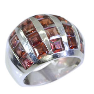 tempting Garnet Silver Red Ring handmade  L-1in US 5,6,7,8