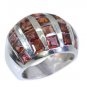 tempting Garnet Silver Red Ring handmade  L-1in US 5,6,7,8
