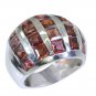 tempting Garnet Silver Red Ring handmade  L-1in US 5,6,7,8