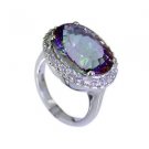 divine Mystic Quartz Silver Multi Ring indian L-1in US 5,6,7,8