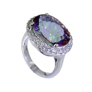 divine Mystic Quartz Silver Multi Ring indian L-1in US 5,6,7,8