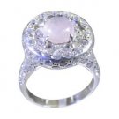 marvelous Rose Quartz 925 Sterling Silver Pink Ring gemstones L-1in US 5,6,7,8
