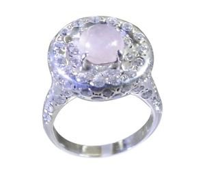 marvelous Rose Quartz 925 Sterling Silver Pink Ring gemstones L-1in US 5,6,7,8