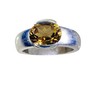 graceful Citrine Silver Yellow Ring india  L-1in US 5,6,7,8