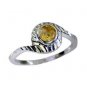 graceful Citrine Silver Yellow Ring india  L-1in US 5,6,7,8