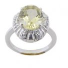 comely Lemon Quartz 925 Sterling Silver Yellow Ring handmade  L-1in US 5,6,7,8