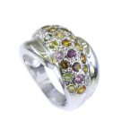 good Tourmaline Silver Multi Ring supply L-1in US 5,6,7,8
