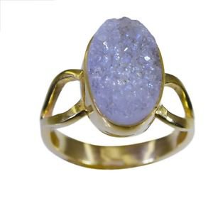 teasing Druzy Gold Plated multi Ring jewelry L-1in US 5,6,7,8