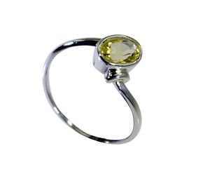 dazzling Lemon Quartz Silver Yellow Ring handcrafted L-1in US 5,6,7,8