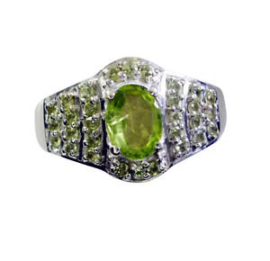 bonny Peridot Silver Green Ring india  L-1in US 5,6,7,8