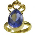 wonderful. Blue Sapphire CZ  Gold Plated Blue Ring supplies L-1in US 5,6,7,8