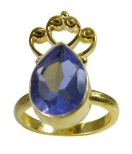 wonderful. Blue Sapphire CZ  Gold Plated Blue Ring supplies L-1in US 5,6,7,8