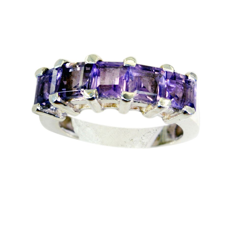 superb Amethyst Silver Purple Ring Designer L-1in US 5,6,7,8