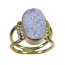 splendid Druzy Gold Plated multi Ring jewelry L-1in US 5,6,7,8
