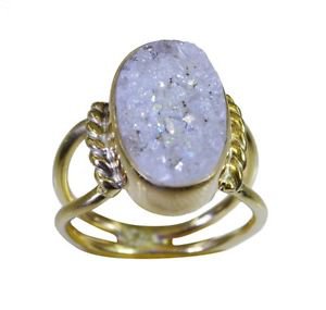 splendid Druzy Gold Plated multi Ring jewelry L-1in US 5,6,7,8
