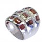 shapely Garnet Silver Red Ring jaipur L-1in US 5,6,7,8