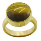adorable Tiger Eye Gold Plated Brown Ring wholesales L-1in US 5,6,7,8