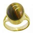 toothsome Tiger Eye Gold Plated Brown Ring gemstone L-1in US 5,6,7,8
