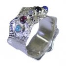 alluring Multi CZ 925 Sterling Silver Multi Ring jewelry L-1in US 5,6,7,8