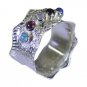 alluring Multi CZ 925 Sterling Silver Multi Ring jewelry L-1in US 5,6,7,8
