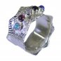 alluring Multi CZ 925 Sterling Silver Multi Ring jewelry L-1in US 5,6,7,8