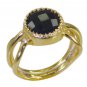 appealing Black Oynx Gold Plated Black Ring jaipur L-1.2in US 5,6,7,8