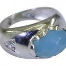 alluring Blue Chalcedany 925 sterling silver Blue  Ring gemstones L-1.2in US 5,6