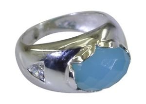 alluring Blue Chalcedany 925 sterling silver Blue  Ring gemstones L-1.2in US 5,6