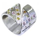 symmetrical Tourmaline Silver Multi Ring suppiler L-1in US 5,6,7,8