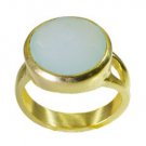 eye-catching Chalcedony  Gold Plated Blue Ring jaipur L-1in US 5,6,7,8