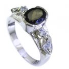elegant Tourmaline Silver Multi Ring handcrafted L-1in US 5,6,7,8