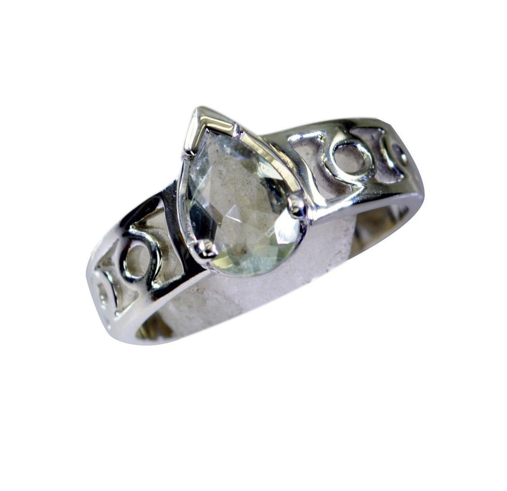 beauteous Green Amethyst Silver Green Ring handcrafted L-1in US 5,6,7,8