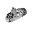 beauteous Green Amethyst Silver Green Ring handcrafted L-1in US 5,6,7,8