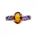 fair Citrine Silver Yellow Ring handcrafted L-1in US 5,6,7,8
