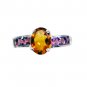 fair Citrine Silver Yellow Ring handcrafted L-1in US 5,6,7,8