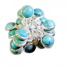 bonny Turquoise Silver Turquoise Ring Designer L-1in US 5,6,7,8