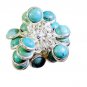 bonny Turquoise Silver Turquoise Ring Designer L-1in US 5,6,7,8