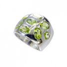 slightly Peridot 925 Sterling  Green Ring gemstones L-1in US 5,6,7,8 Sz 5