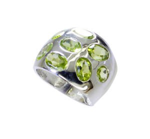 slightly Peridot 925 Sterling  Green Ring gemstones L-1in US 5,6,7,8 Sz 5