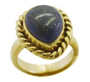 glorious Lapis Lazuli Gold Plated Blue Ring jewelry L-1in US 5,6,7,8