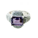 chocolate-box Amethyst Silver Purple Ring suppiler L-1in US 5,6,7,8