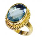 scenicbonny Blue Topaz CZ Copper Blue Ring jewellery L-1in US 5,6,7,8